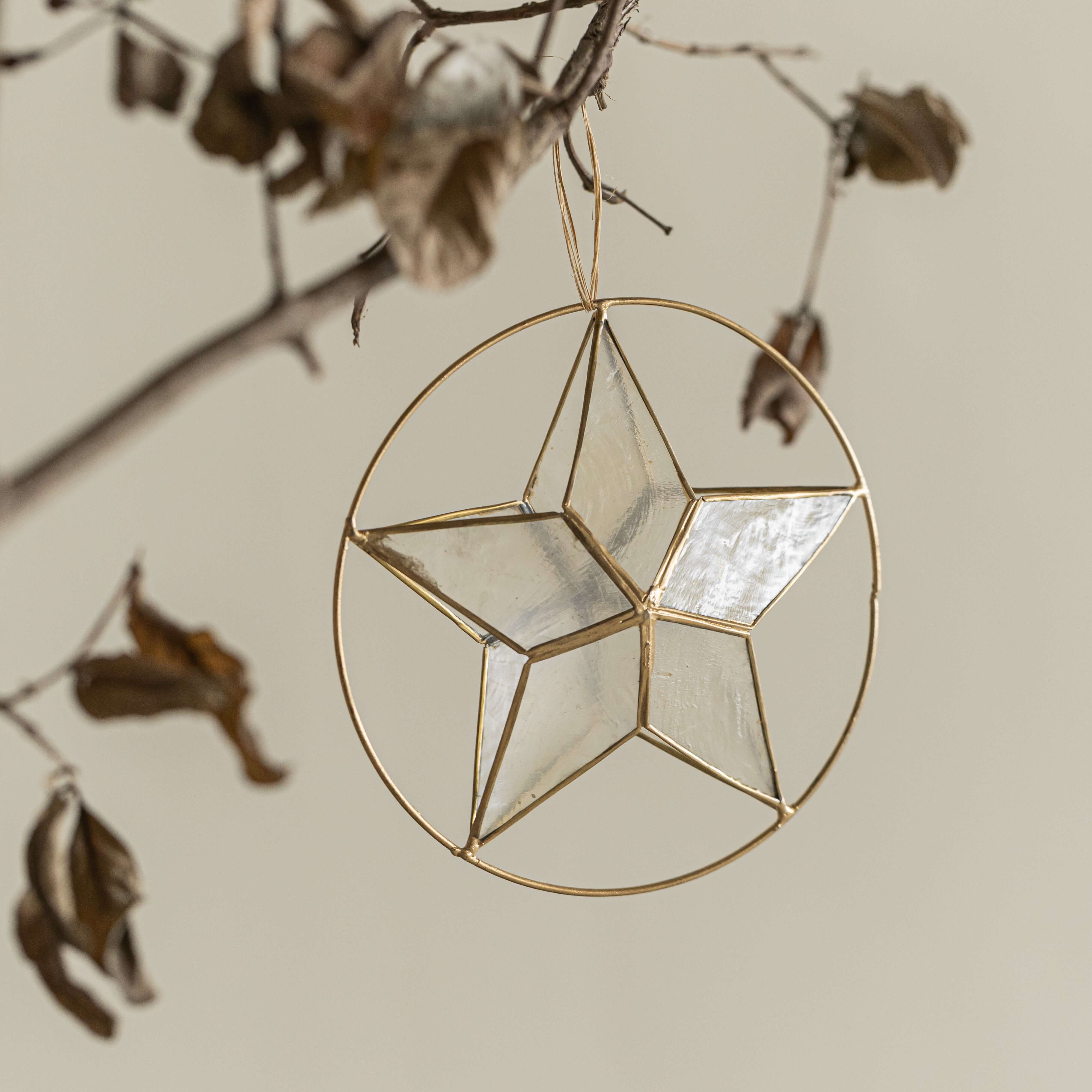 Capiz Star Ornament With Ring - Image 2
