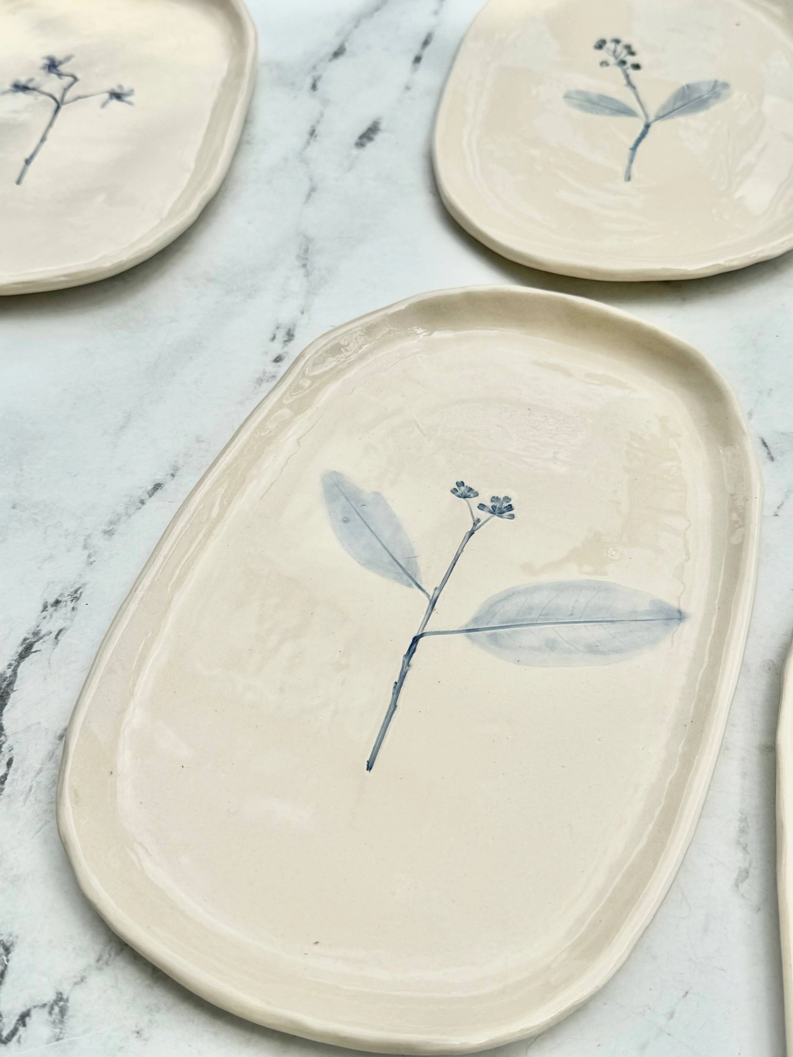 Hand-Painted Floral Tray, Blue - Image 3
