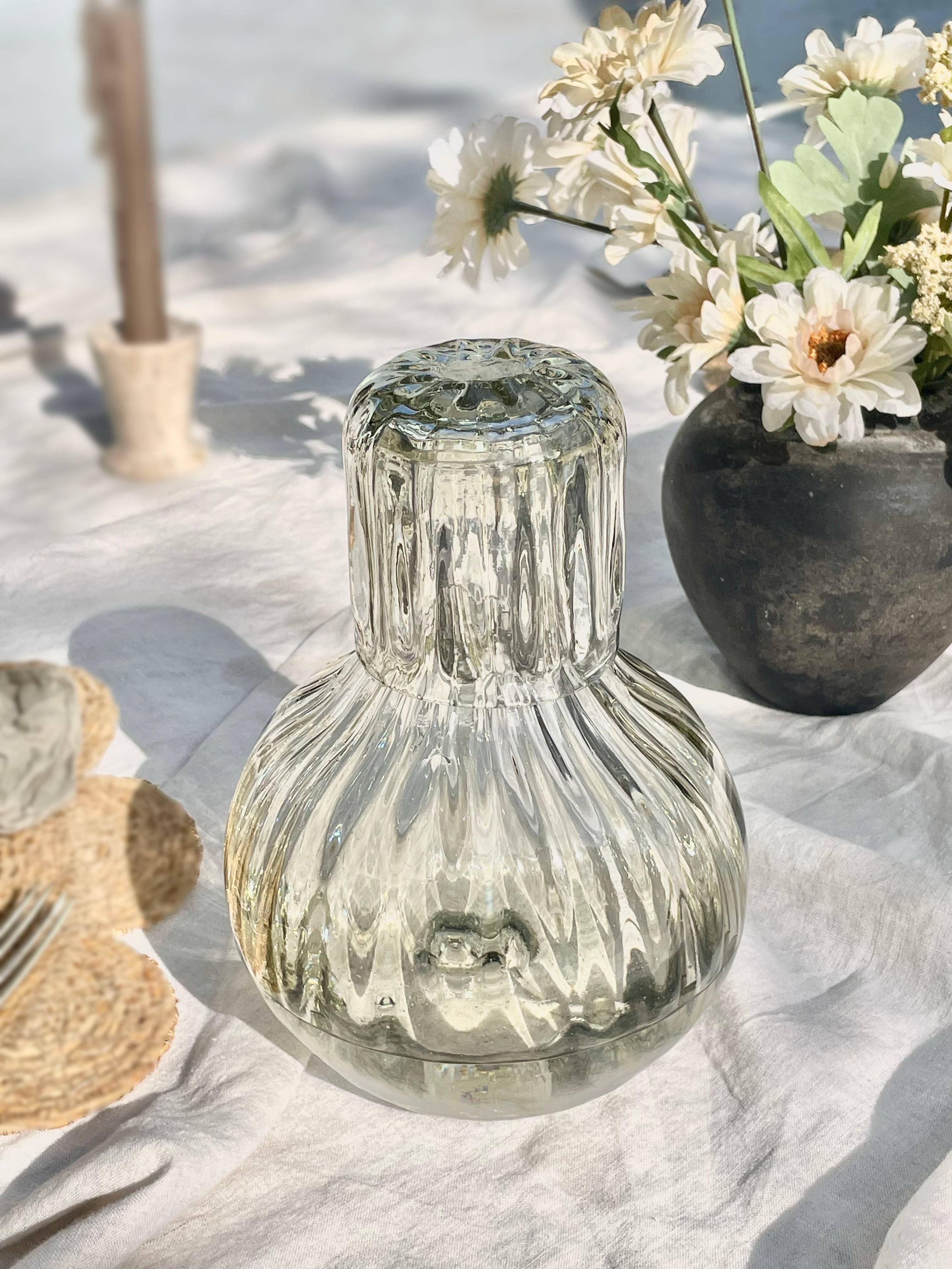 Handblown Fluted Carafe Set - Image 4