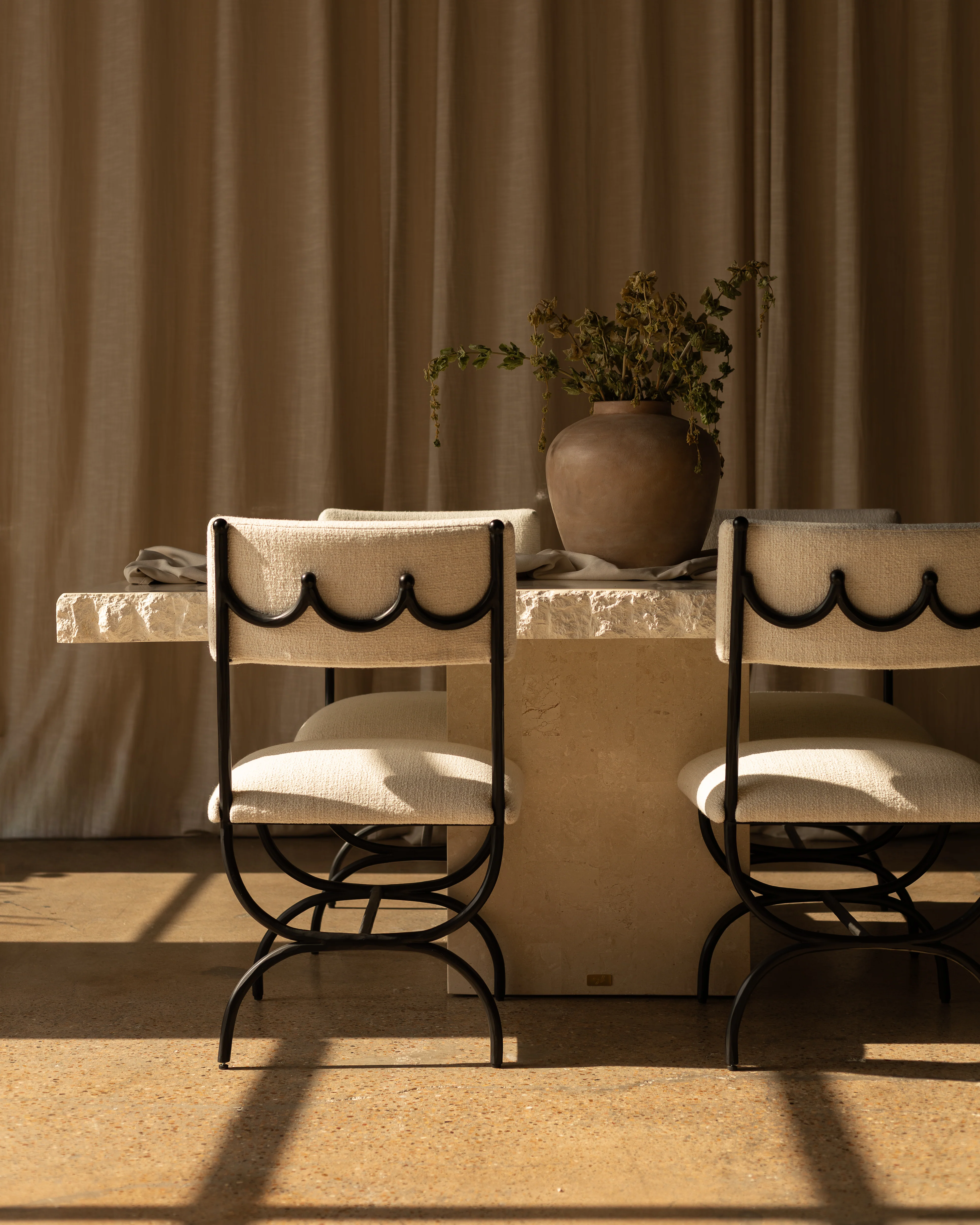 La Via Dining Table | 180cm | Natural White Fossil Stone - Image 2