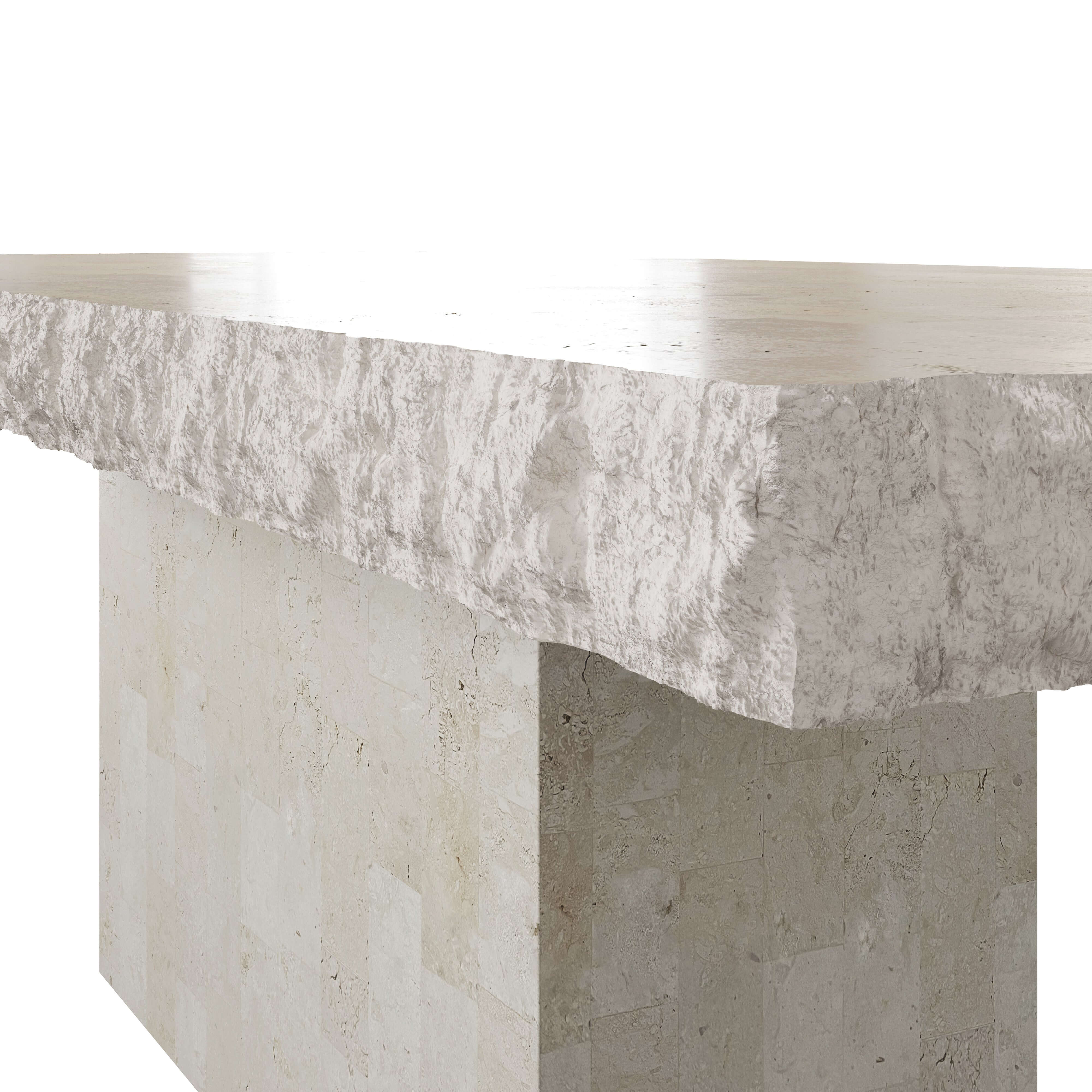 La Via Dining Table | 180cm | Natural White Fossil Stone - Image 7