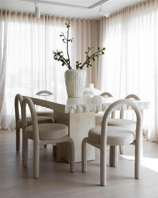 La Via Dining Table | 180cm | Natural White Fossil Stone - Image 8