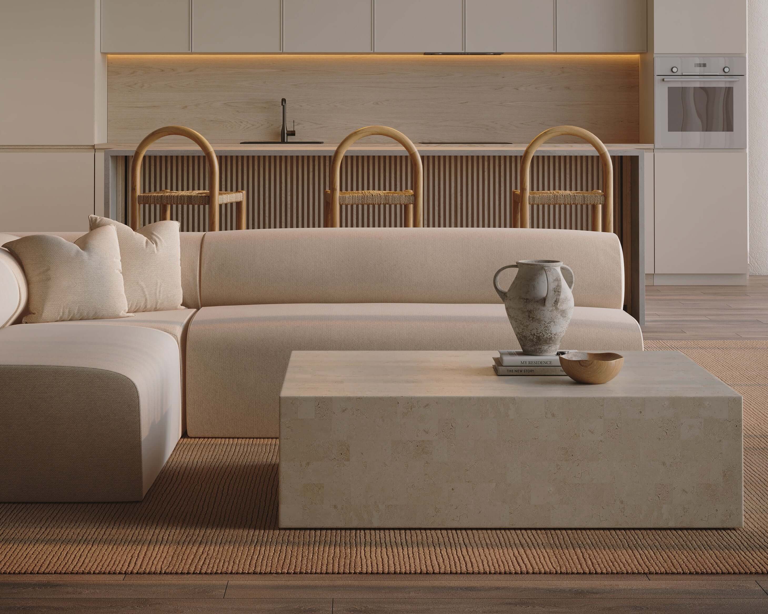 Mala Coffee Table | Natural White Fossil Stone - Image 3